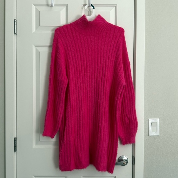 Anthropologie Flat White Turtleneck Sweater Mini Dress - Size XL - Pink Rose NWT - Picture 3 of 8